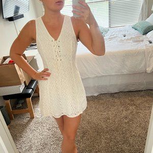 BB Dakota “Benita” White Floral Laceup Dress